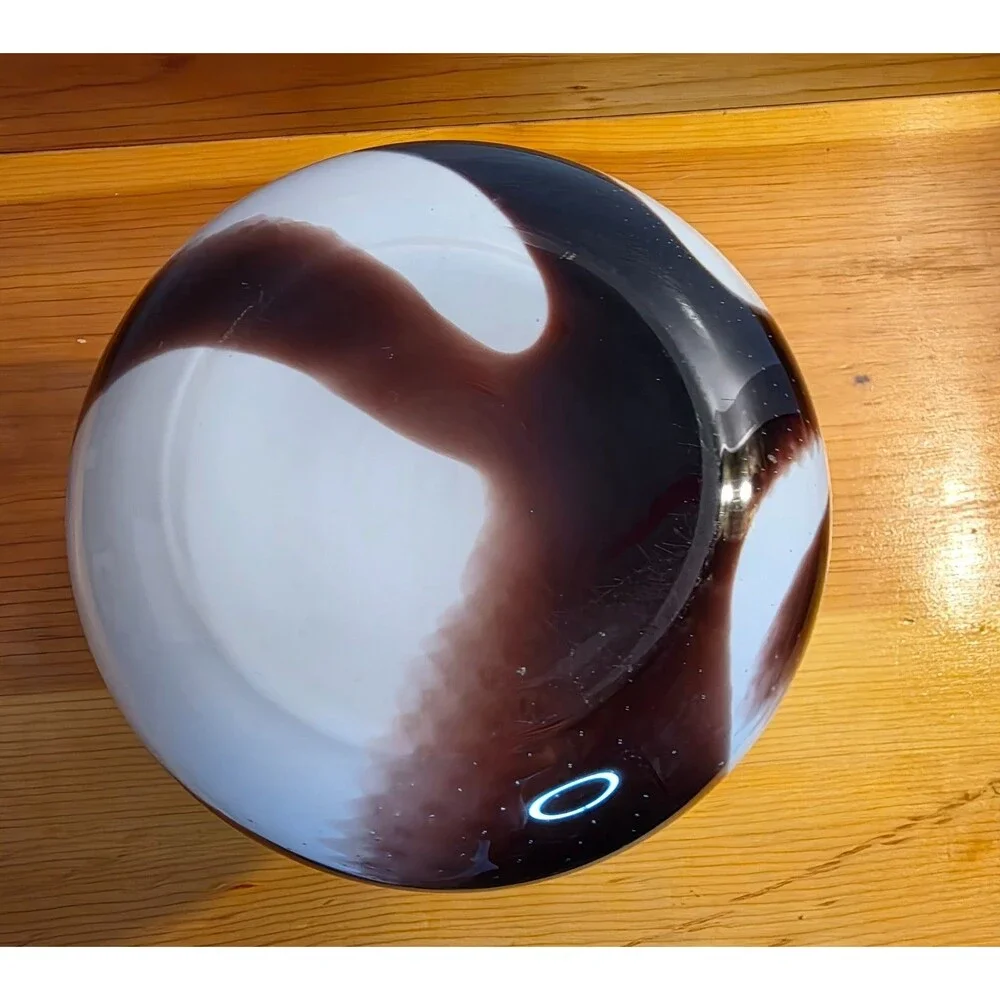 Vintage Hand Blown Art Glass Vase Brown White Controlled Bubble Studio Glass 7